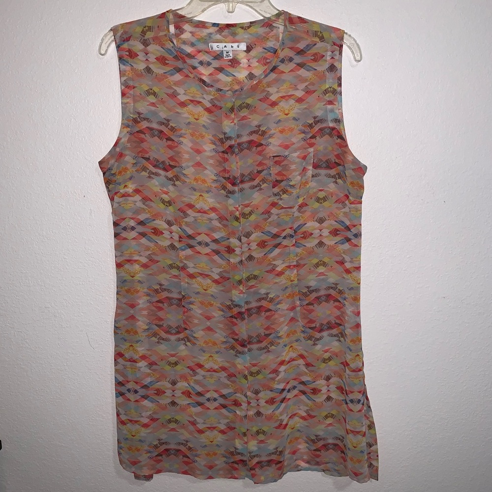 CAbi Avery Tunic Blouse Aztec Boho Sleeveless 760